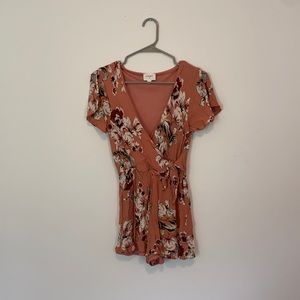 Peach floral romper